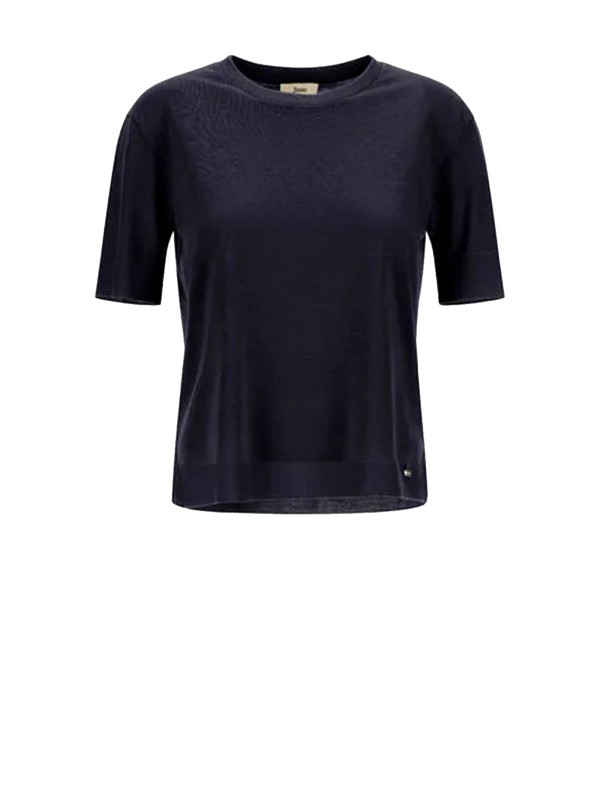 Herno Blu Navy Glam Knit Effect T-Shirt