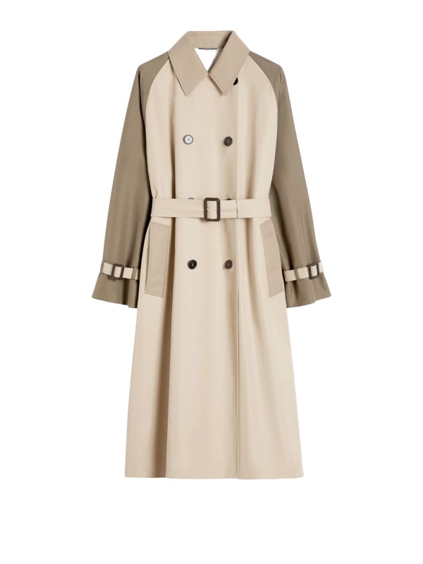 Reversible Water-Repellent Gabardine Trench Coat in Beige