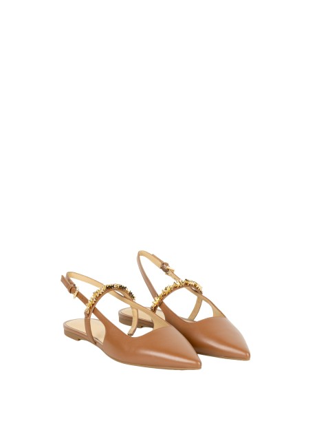 Michael Michael Kors Dina Flex Slingback Flats in Brown Leather