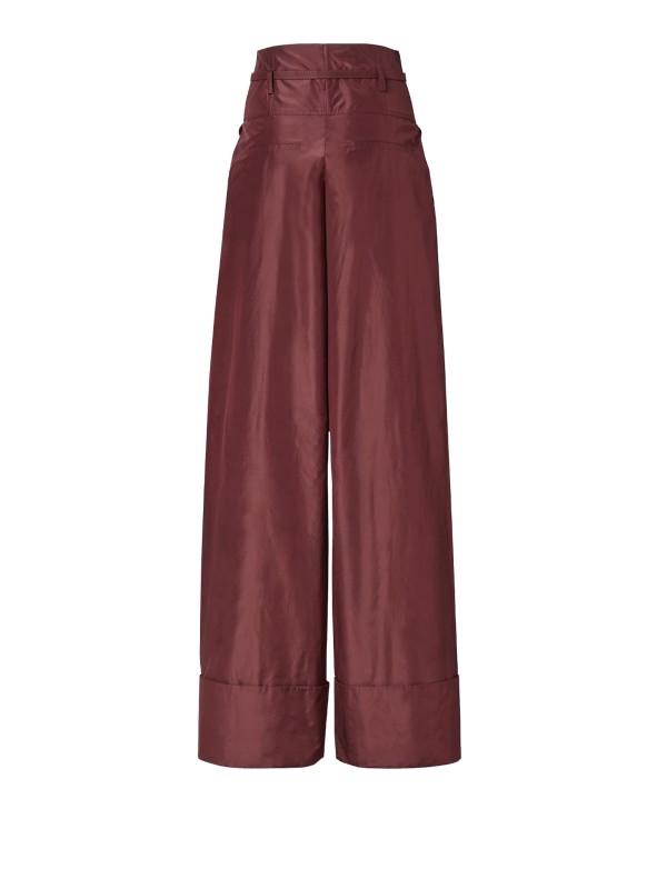 Fendi Burgundy Silk Taffeta High-Waisted Pants