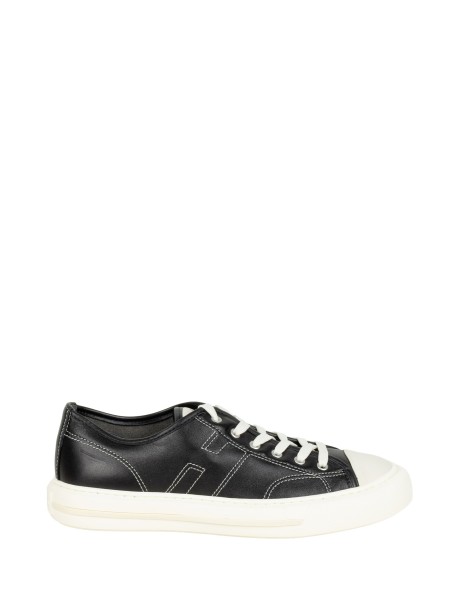 Hogan Rebel Sneakers Nere in Pelle con Suola Oversize