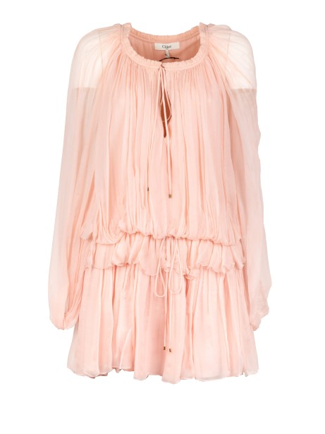 Chloé Caped Ruffled Silk Muslin Minidress