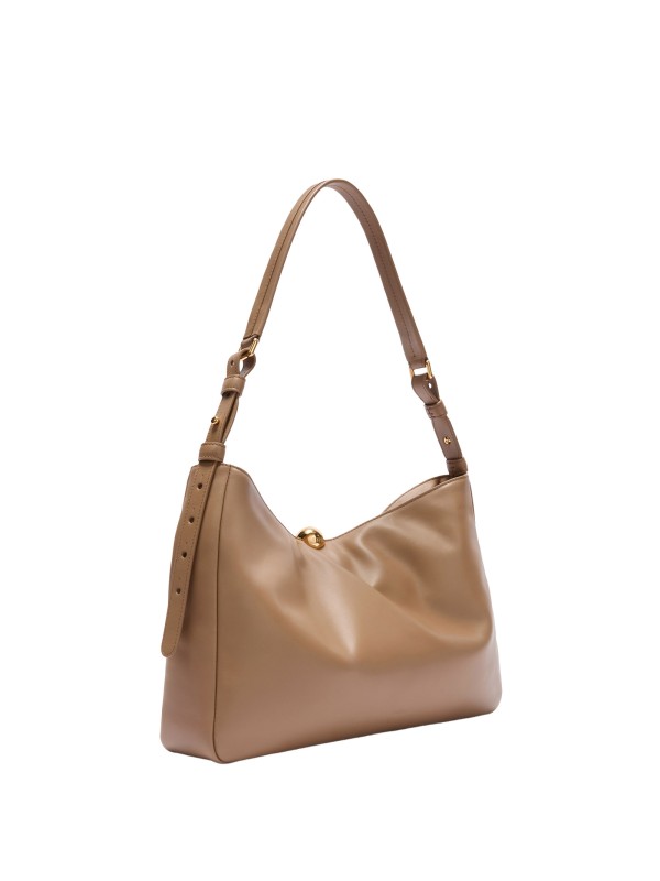 Borsa a spalla Furla Sfera Soft L in pelle nappa morbida color malva