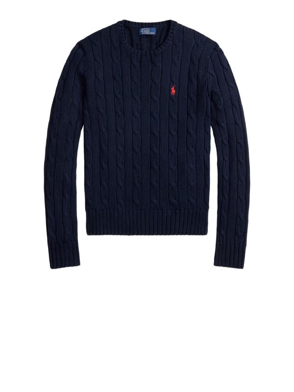 Polo Ralph Lauren Cable Knit Cotton Crewneck Sweater - Hunter Navy