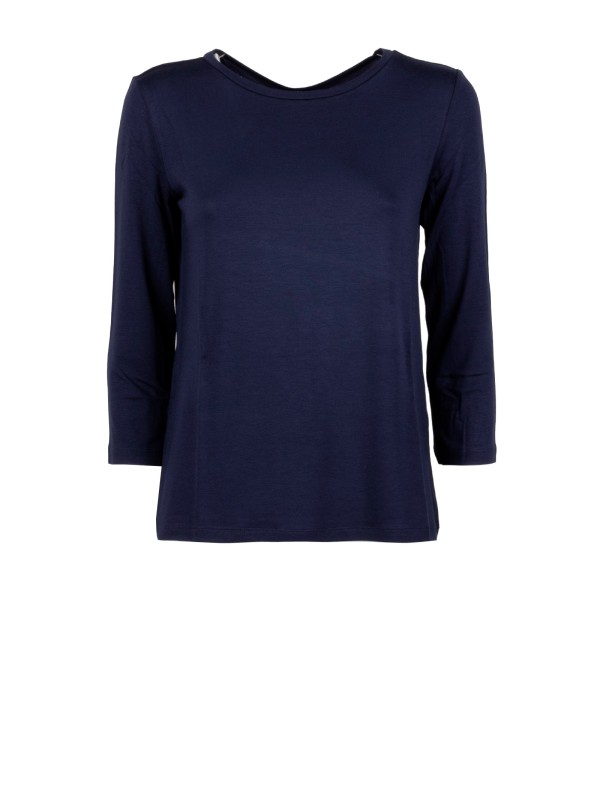 Emme Marella Women's Long Sleeve Stretch Viscose T-Shirt in Blue
