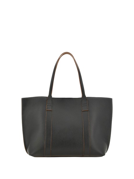 Hogan Medium Script Leather Tote with H-Fob Charm