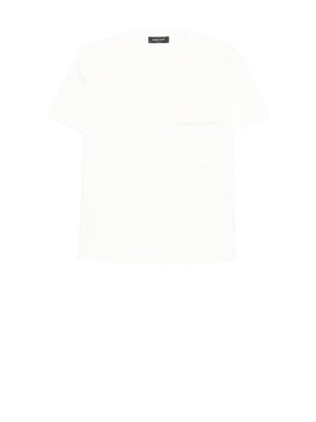 T-shirt in Viscosa Bianca con Taschino Anteriore