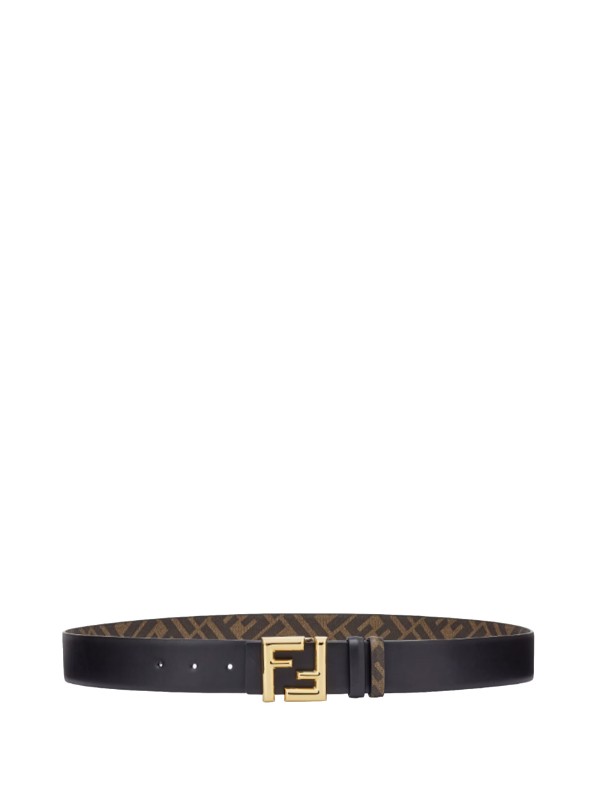 Fendi FF Rounded Reversible Black Leather Belt