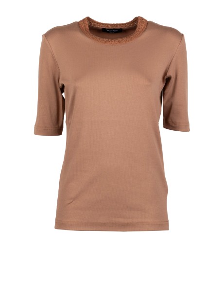 Maglia Slim in Cotone e Lino con Paillettes Vimini