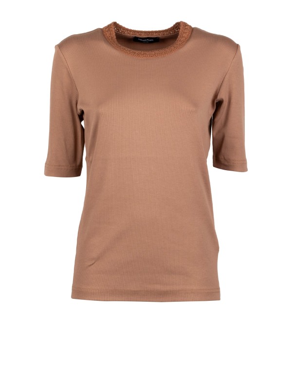 Maglia Slim in Cotone e Lino con Paillettes Vimini