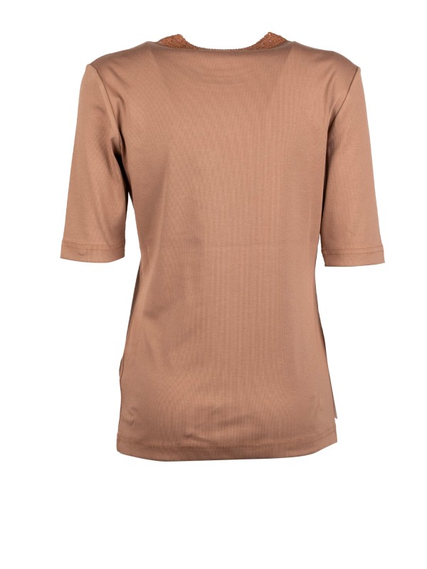 Maglia Slim in Cotone e Lino con Paillettes Vimini