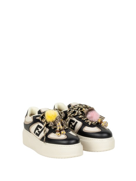 Fendi Black Leather Sandals with Pompom Detail 2