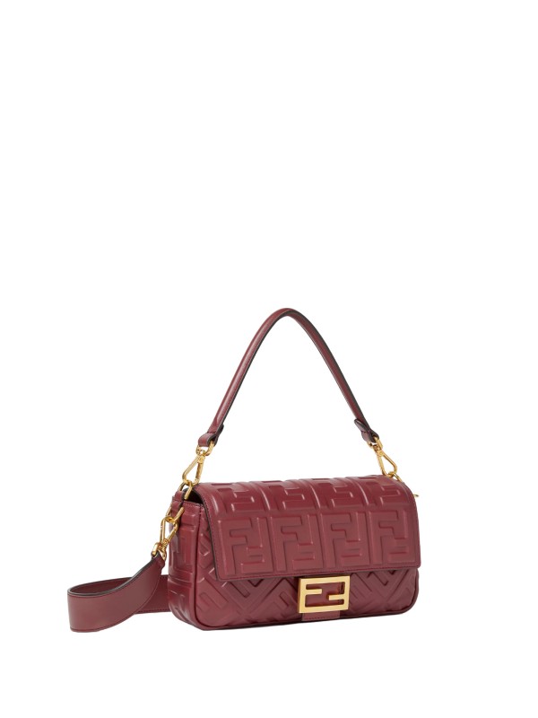 Fendi Burgundy Leather Baguette Bag