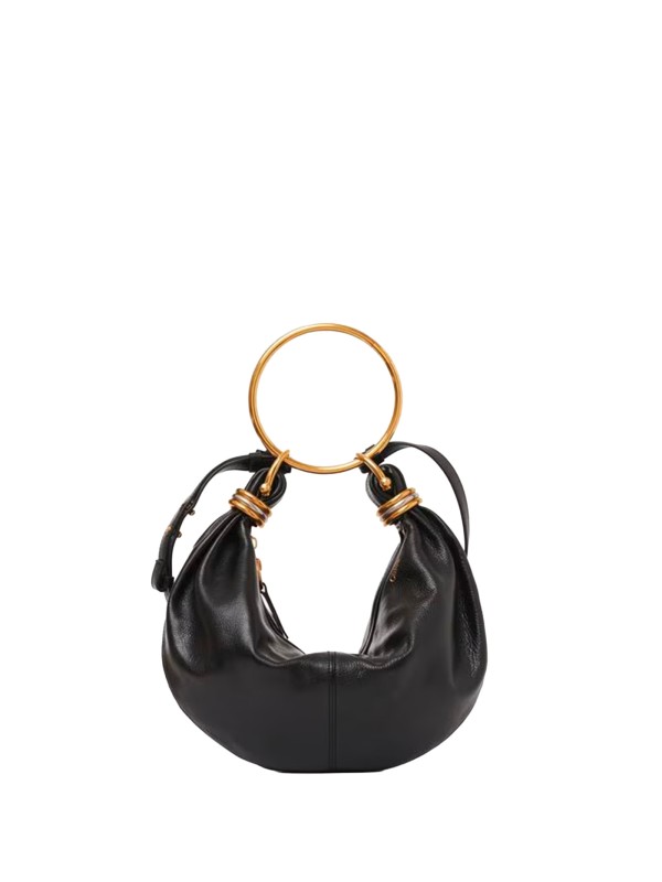 Borsa Bracelet Hobo Chloé in pelle martellata nera
