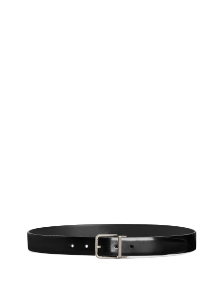 Dolce & Gabbana Black Brushed Calfskin Leather Belt