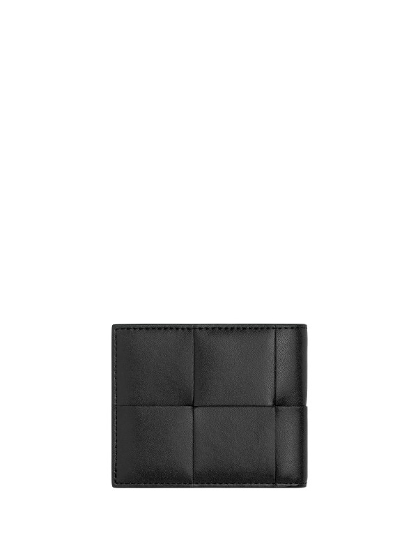 Portafoglio Cassette Bi-Fold in Pelle Nera - Bottega Veneta