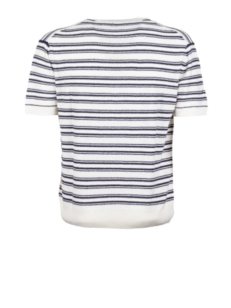 Loose-Fit Silk Crewneck Sweater with Subtle Stripe Pattern 2