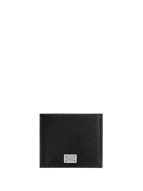 Dolce & Gabbana Black Leather Bi-Fold Wallet with Logo