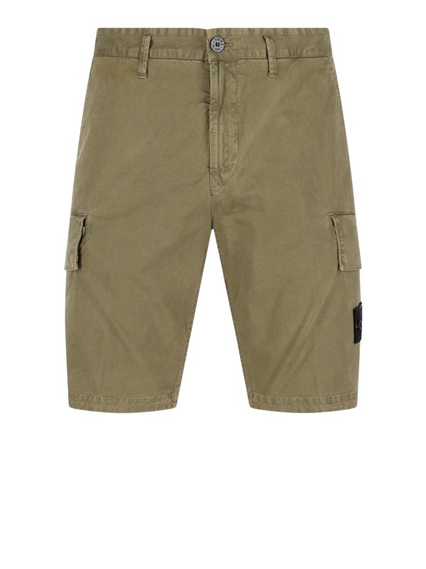 Stone Island Slim-Fit Cargo Bermuda Shorts in Stretch Organic Broken Twill Cotton