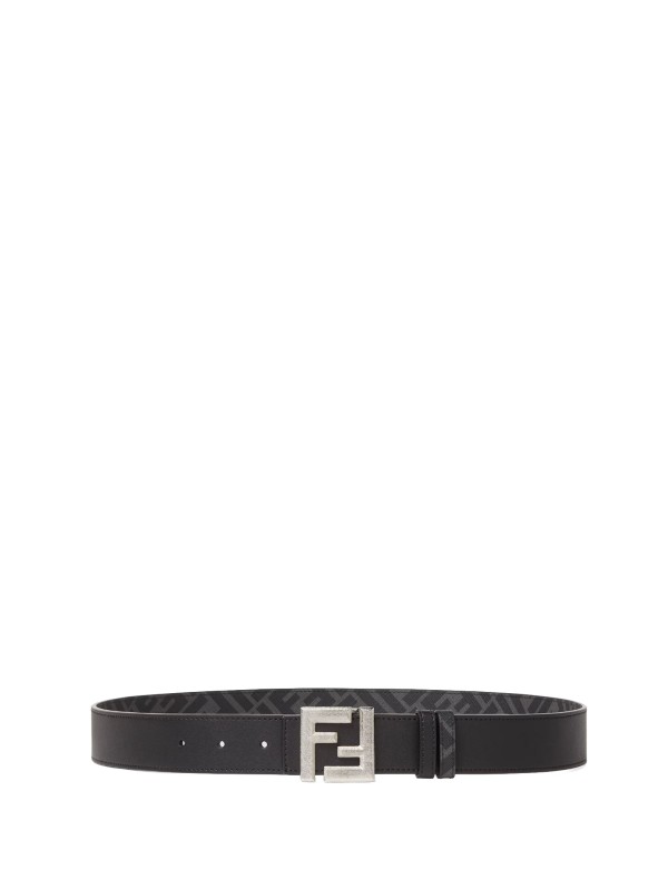 FF Squared Reversible Black Leather Belt by Fendi