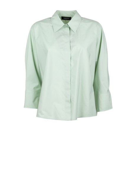 Camicia in popeline con maniche a 3/4 e dettagli in tulle