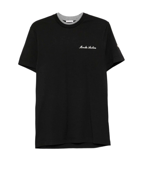Moncler Women's Black Logo Embroidered T-Shirt