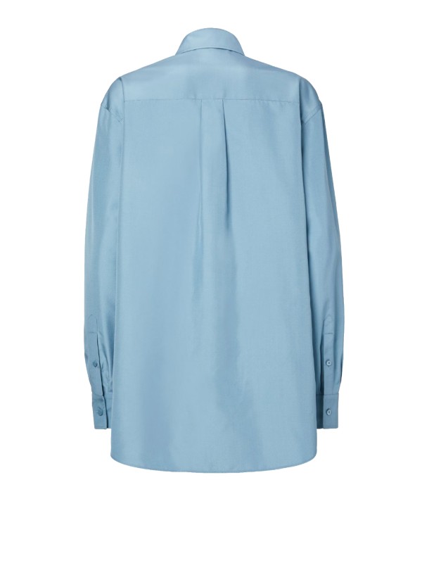 Fendi Blue Silk Poplin Shirt