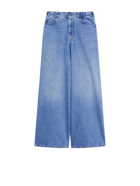 Soft Cotton Denim Wide-Leg Jeans