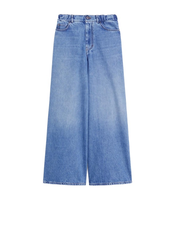 Soft Cotton Denim Wide-Leg Jeans