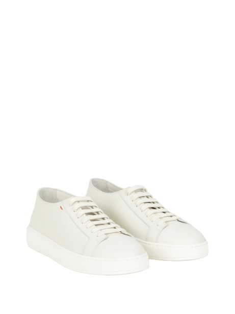 Santoni White Leather Sneakers - Italian Craftsmanship