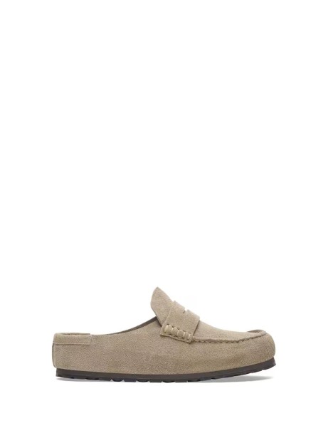 Birkenstock Naples Wrapped Suede Leather Clogs in Taupe