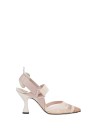 Fendi Colibrì High Heel Slingbacks in Pink Mesh and Nude Leather