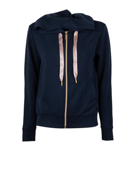 Felpa con zip intera in cotone/modal per donna