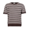 Paolo Pecora Brown Striped Silk T-Shirt for Men