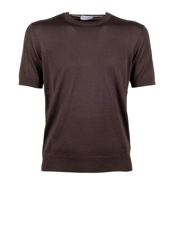 Maglia Girocollo in Filo Marrone di Paolo Pecora