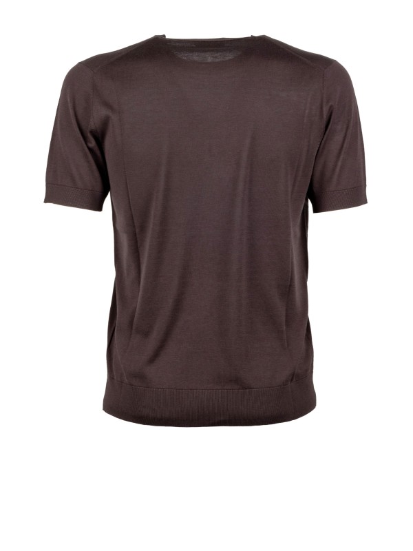 Maglia Girocollo in Filo Marrone di Paolo Pecora