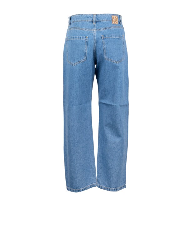 Gestuz High-Waisted Wide-Leg Jeans in Mid Blue Wash