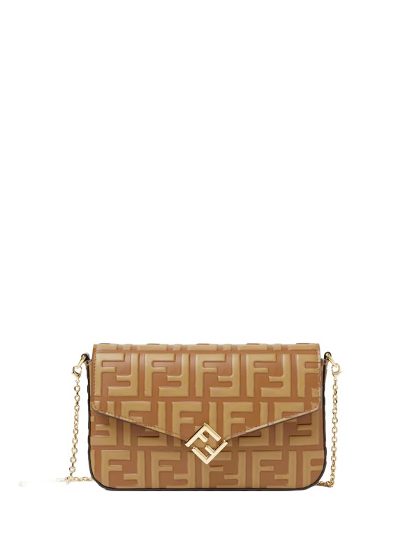 FF Diamonds Wallet On Chain Leather Brown