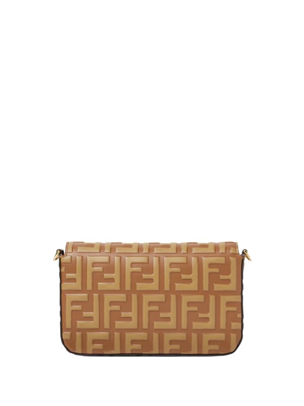 Portafoglio FF Diamonds con tracolla in pelle marrone