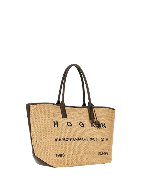 Hogan Address Shopping Media - Borsa Tote in Tessuto Intrecciato Color Cuoio 2