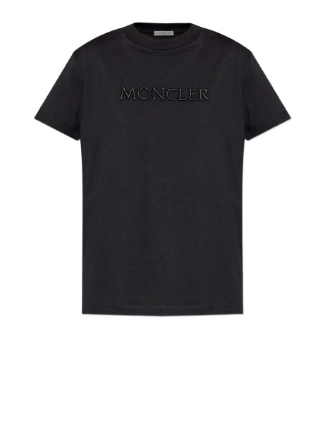 T-shirt in cotone con logo ricamato tono su tono - Moncler