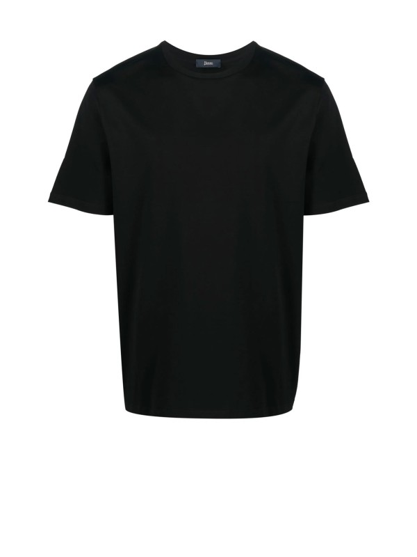 T-shirt a Maniche Corte Herno in Cotone Nero