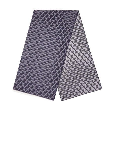Fendi Gray and Blue FF Wool Scarf