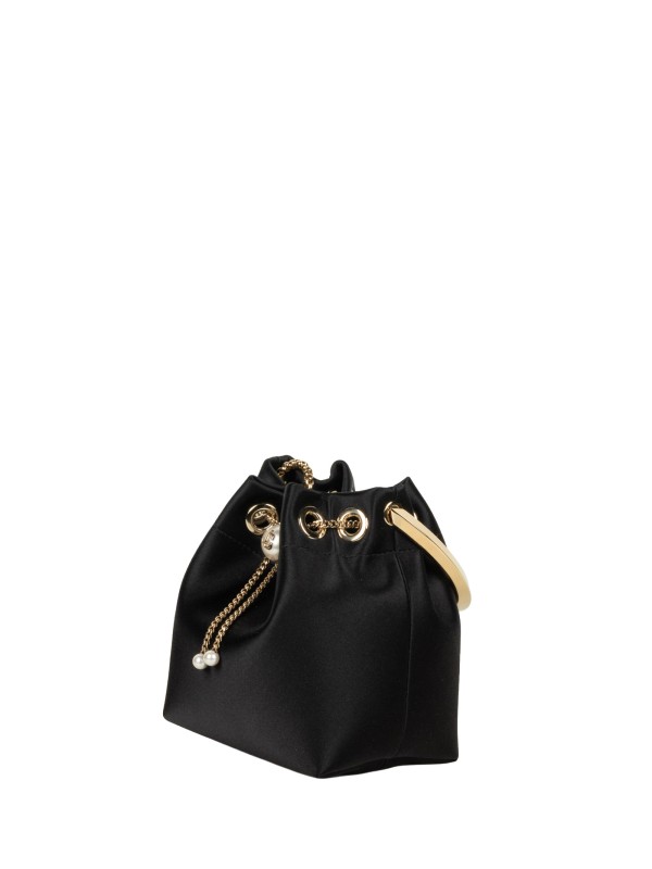 Jimmy Choo Bon Bon HBH Black Satin Bucket Bag