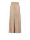Via Masini 80 Women's Sand Suede Leather Wide-Leg Panama Trousers