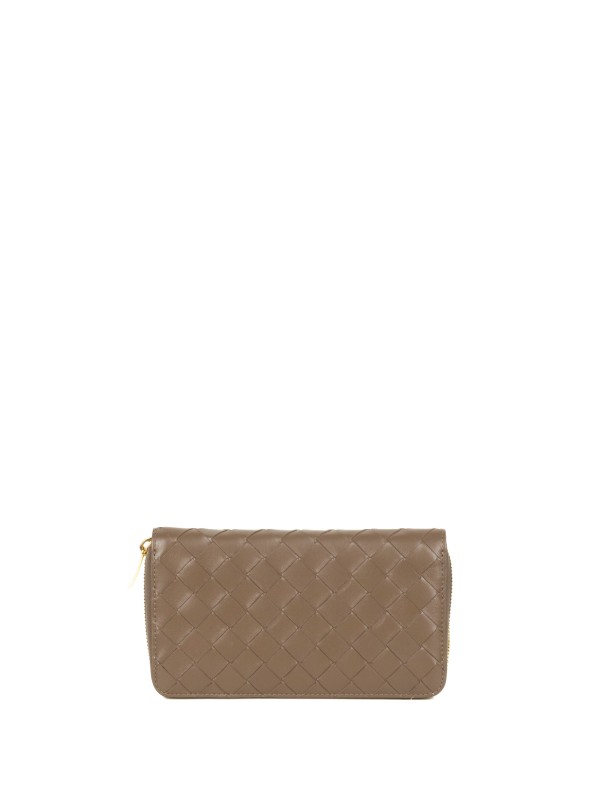 Bottega Veneta Intrecciato Stamp Zip Around Wallet in Cypress