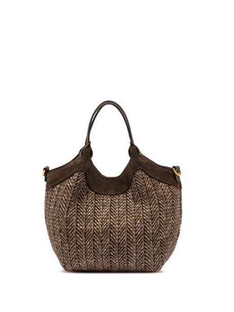 Borsa a Mano Gianni Chiarini in Suede Marrone con Dettagli in Pelle