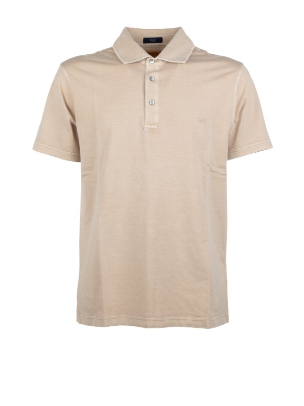 FAY Men's Comfort Fit Polo Shirt with Satin Embroidery