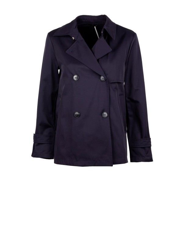 Water-Repellent Gabardine Cropped Trench Coat