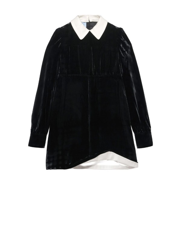 Abito Corto in Velluto Nero di Prada